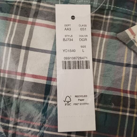 J.Crew Shirt Mens Plaid Classic Fit Short Sleeves Pocket BJ734 Cotton NWT - Picture 9 of 10